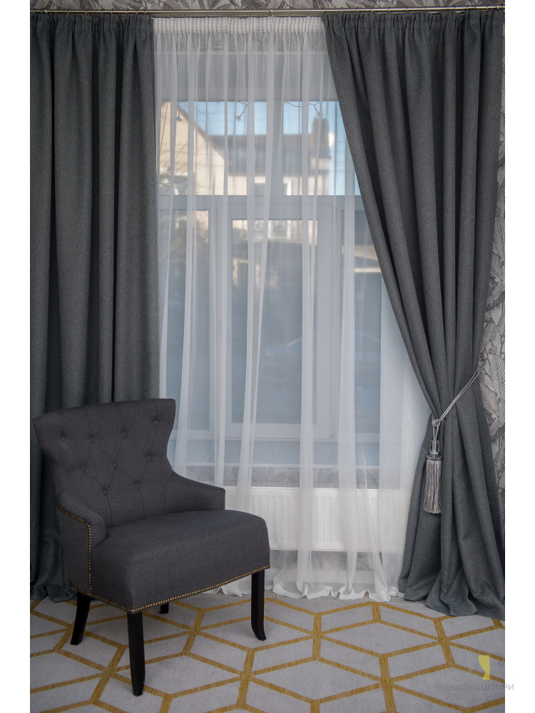 Комплект з 2-х штор льон сірий арт 10311 - Шторна